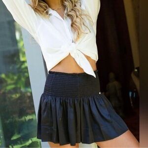 Natural Life Black Satin Mini Skort Silky Shorts Skirt Size S